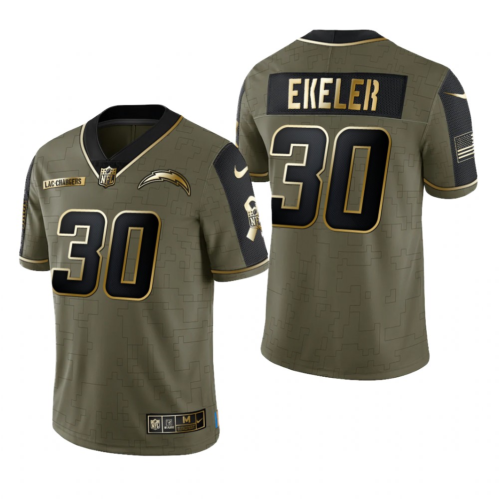 Los Angeles Chargers Austin Ekeler Olive Gold Limited Jersey 2021 Salute To Service - Men's