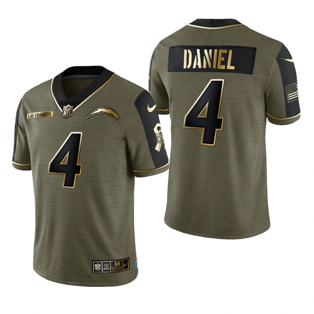 Los Angeles Chargers Chase Daniel Olive Gold Limited Jersey 2021 Salute To Service - Men's