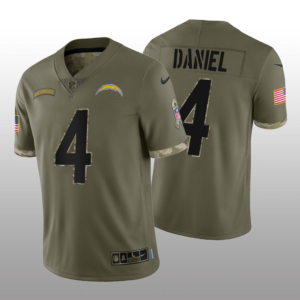 Los Angeles Chargers Chase Daniel Olive Jersey 2022 Salute To Service - Men's