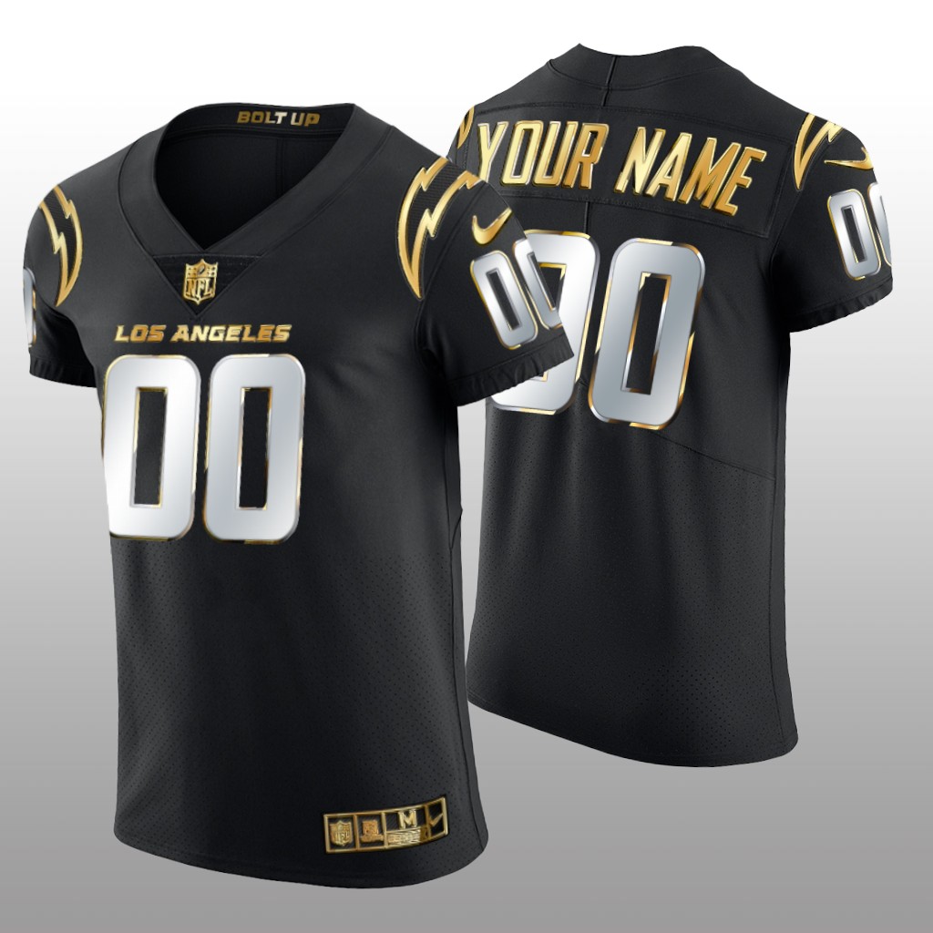 Los Angeles Chargers Custom Black Elite Jersey Golden Edition Men's