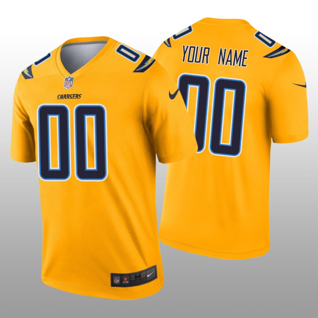 Los Angeles Chargers Custom Gold Jersey Inverted Legend - Men's