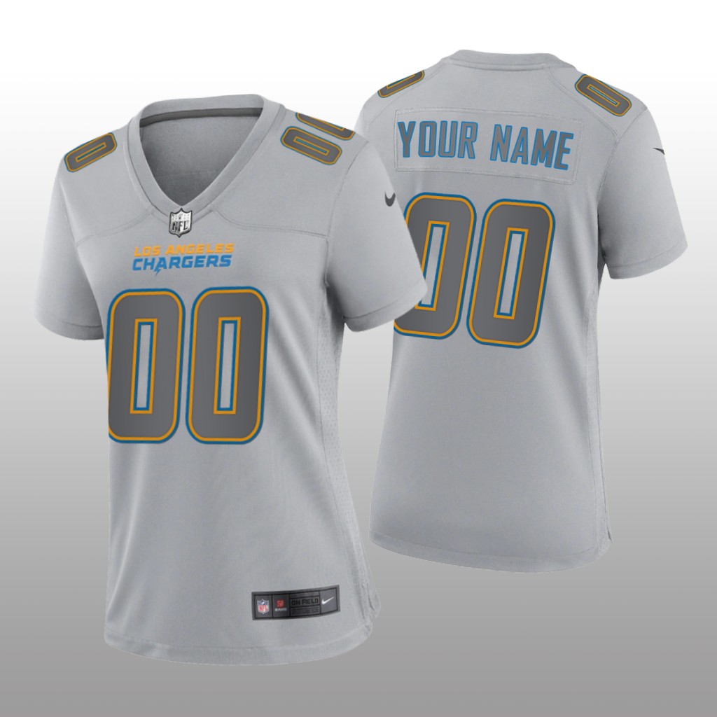 Los Angeles Chargers Custom Gray Jersey Atmosphere Fashion Game - Women's