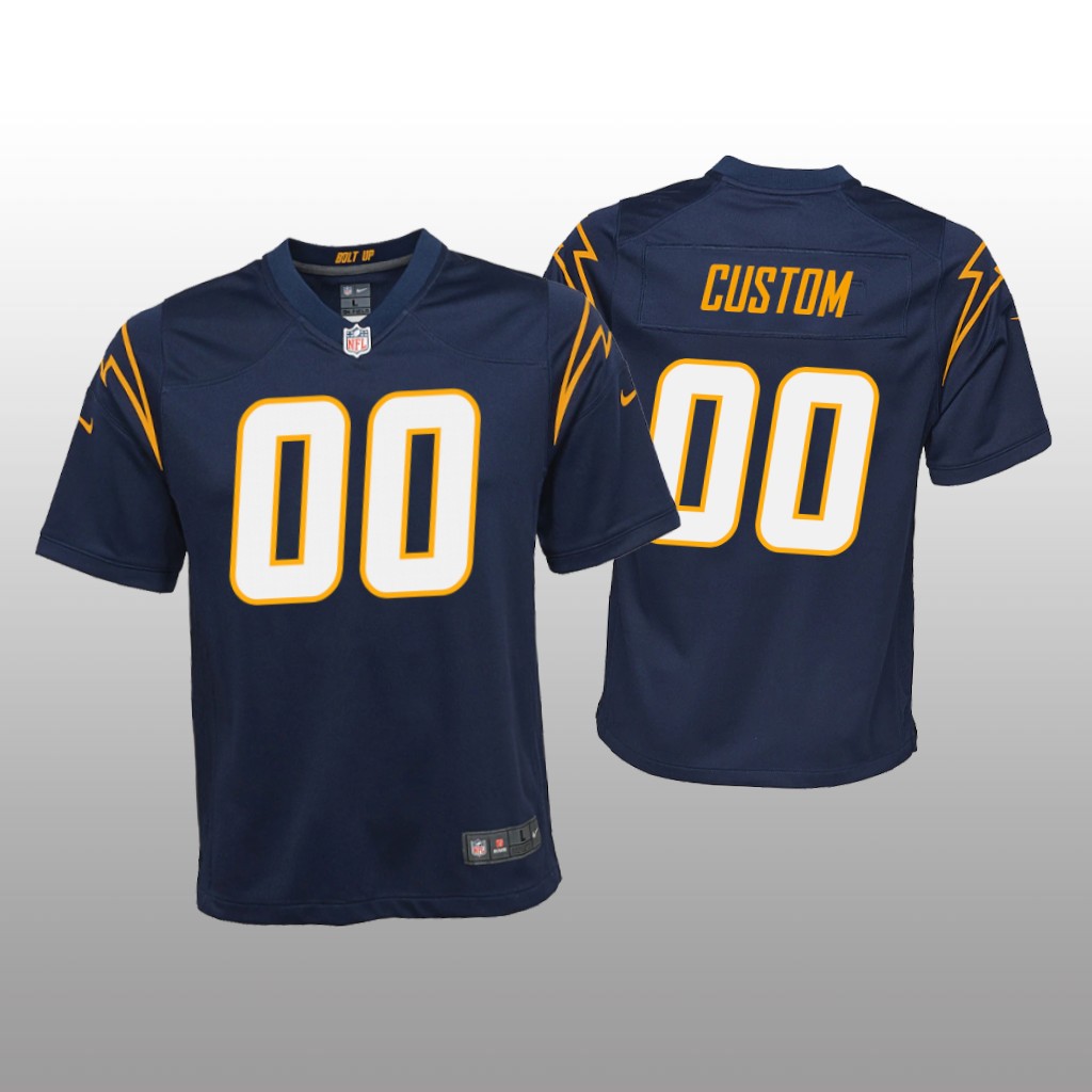 Los Angeles Chargers Custom Navy Jersey Alternate Game - Youth