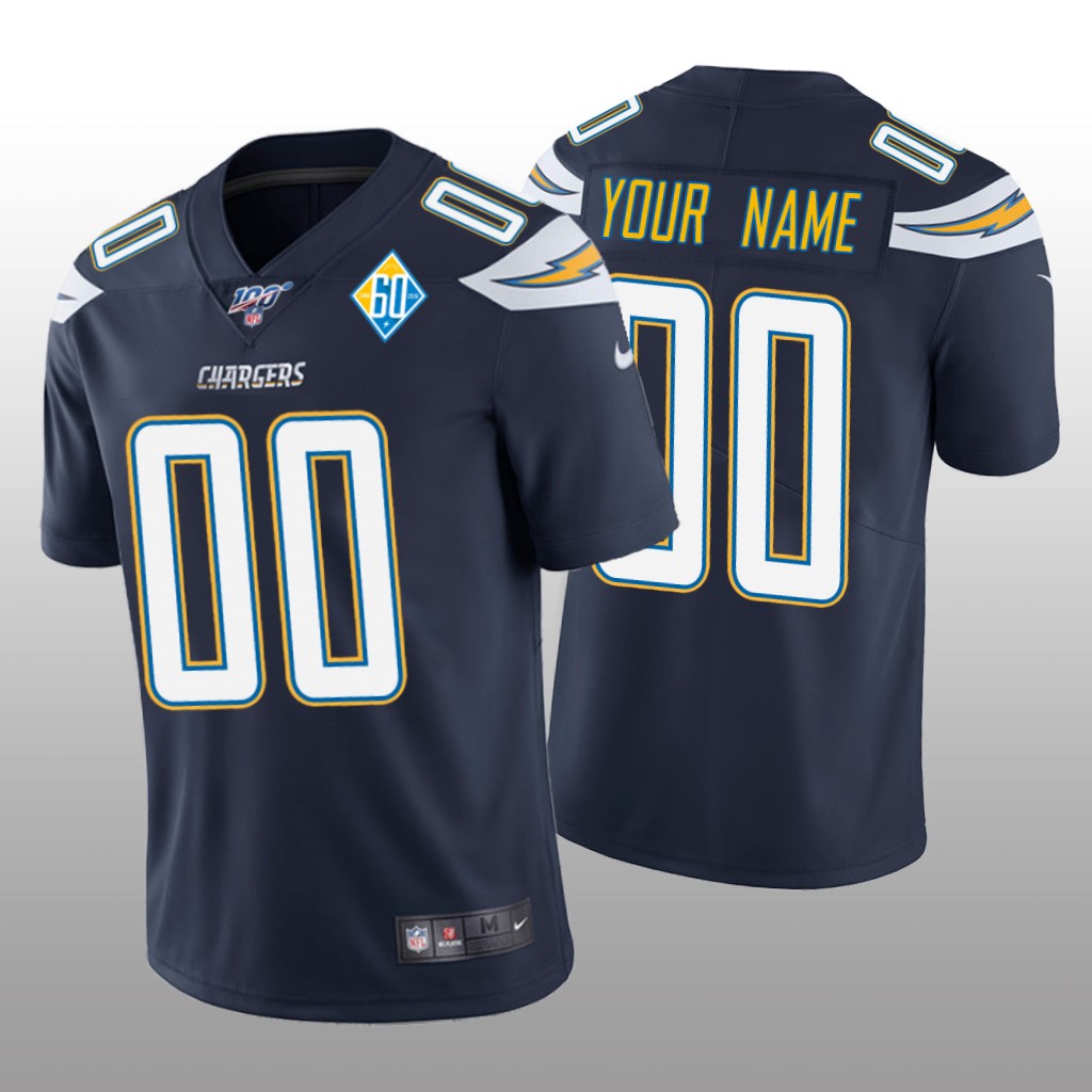 Los Angeles Chargers Custom Navy Vapor Limited Jersey 60th Season - Men's