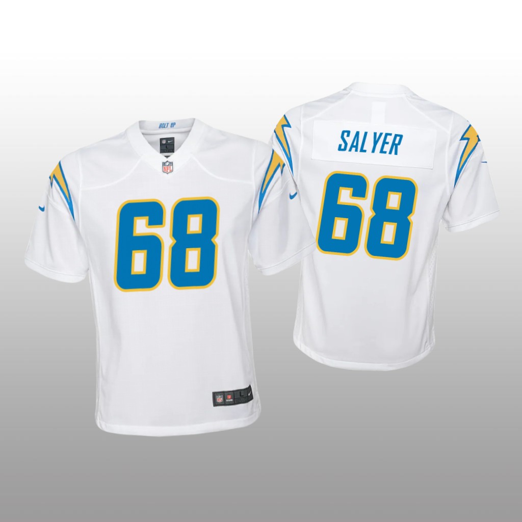 Los Angeles Chargers Jamaree Salyer White Jersey Game - Youth