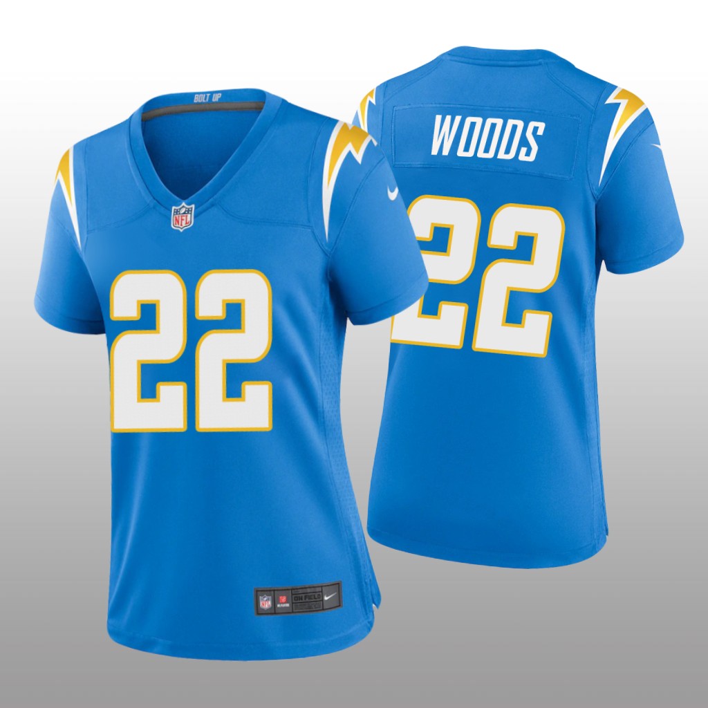 Los Angeles Chargers JT Woods Powder Blue Jersey Game - Women's