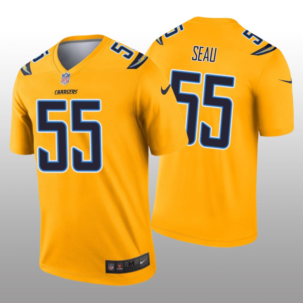 Los Angeles Chargers Junior Seau Gold Jersey Inverted Legend - Men's