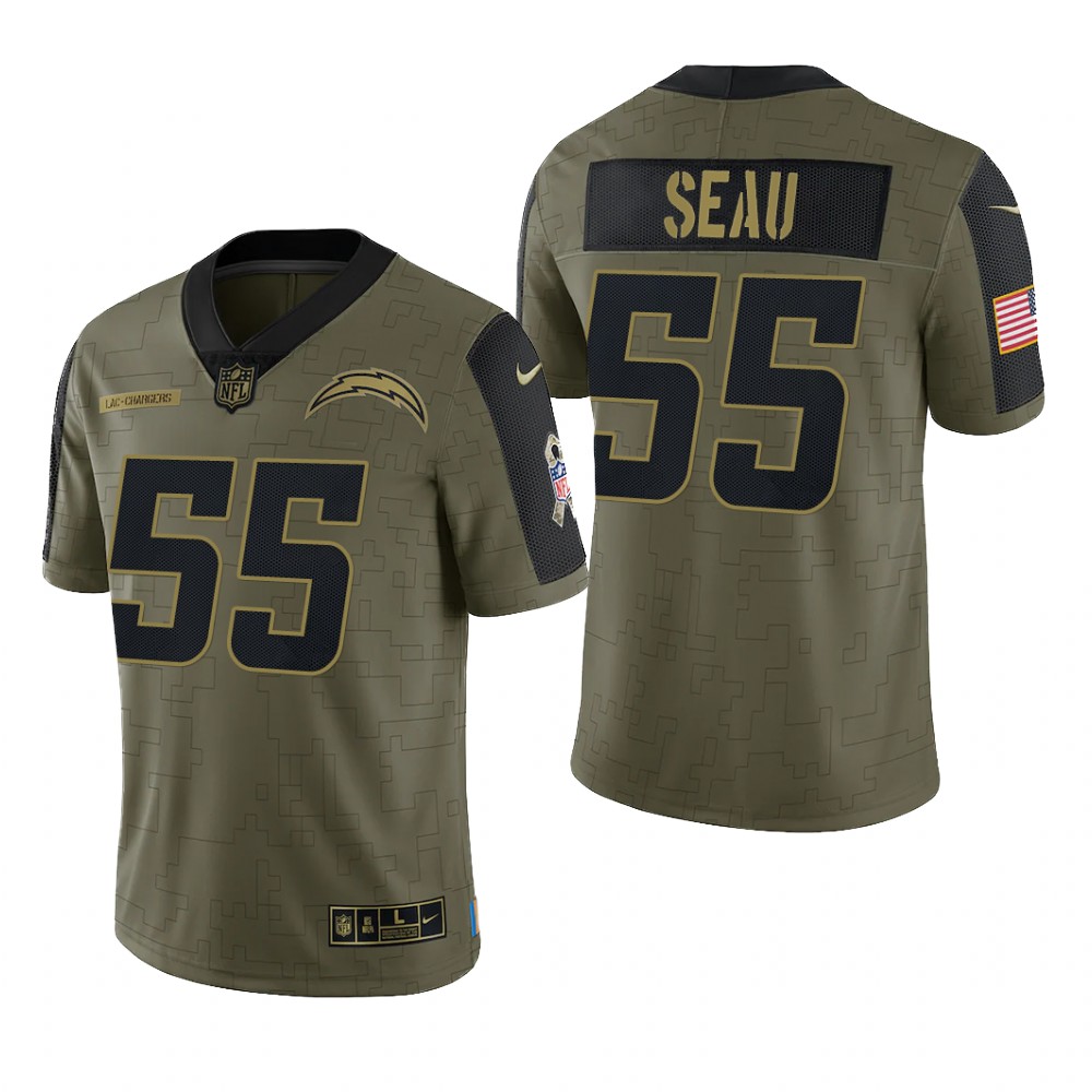 Los Angeles Chargers Junior Seau Olive Limited Jersey 2021 Salute To Service - Men's