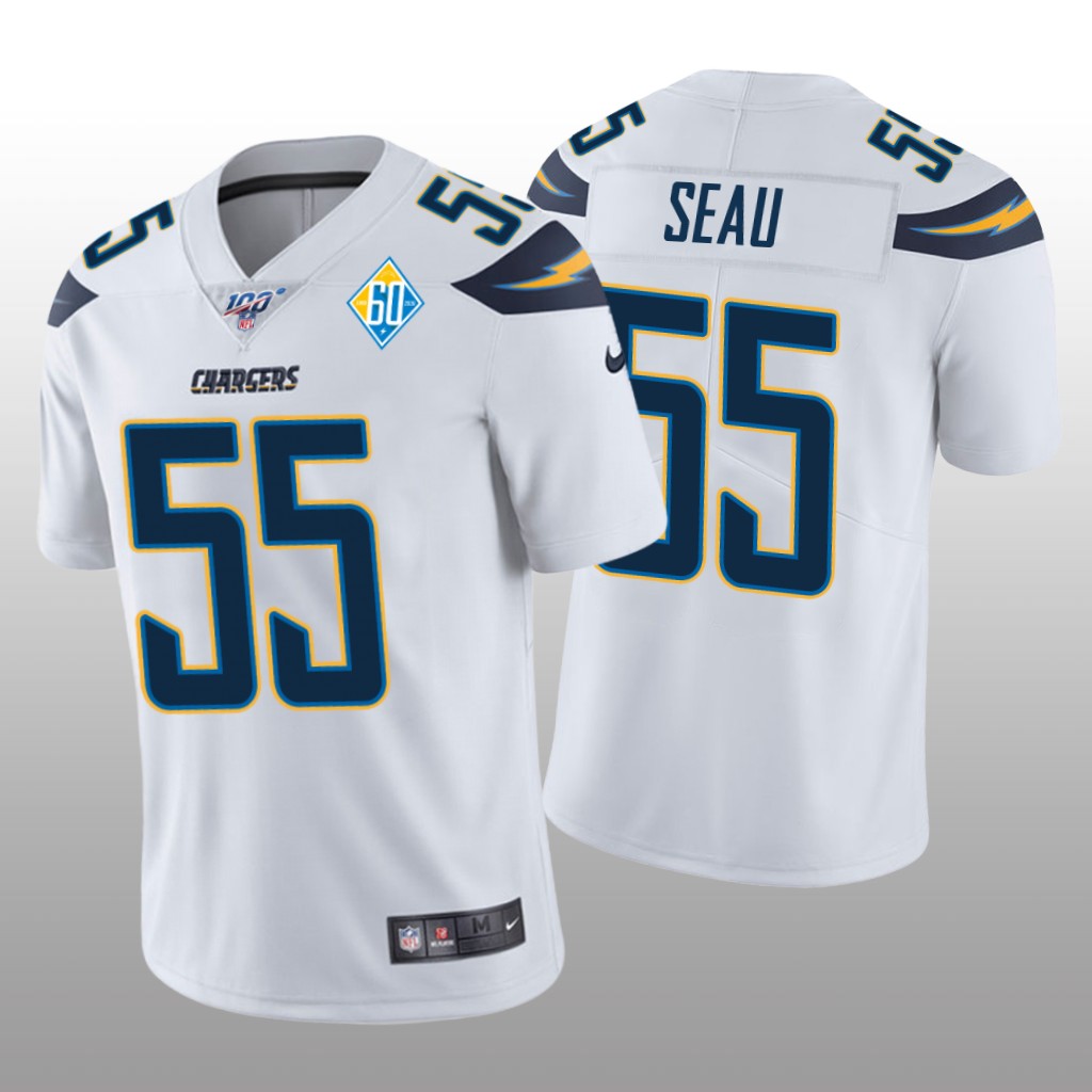 Los Angeles Chargers Junior Seau White Vapor Limited Jersey 60th Season - Men's