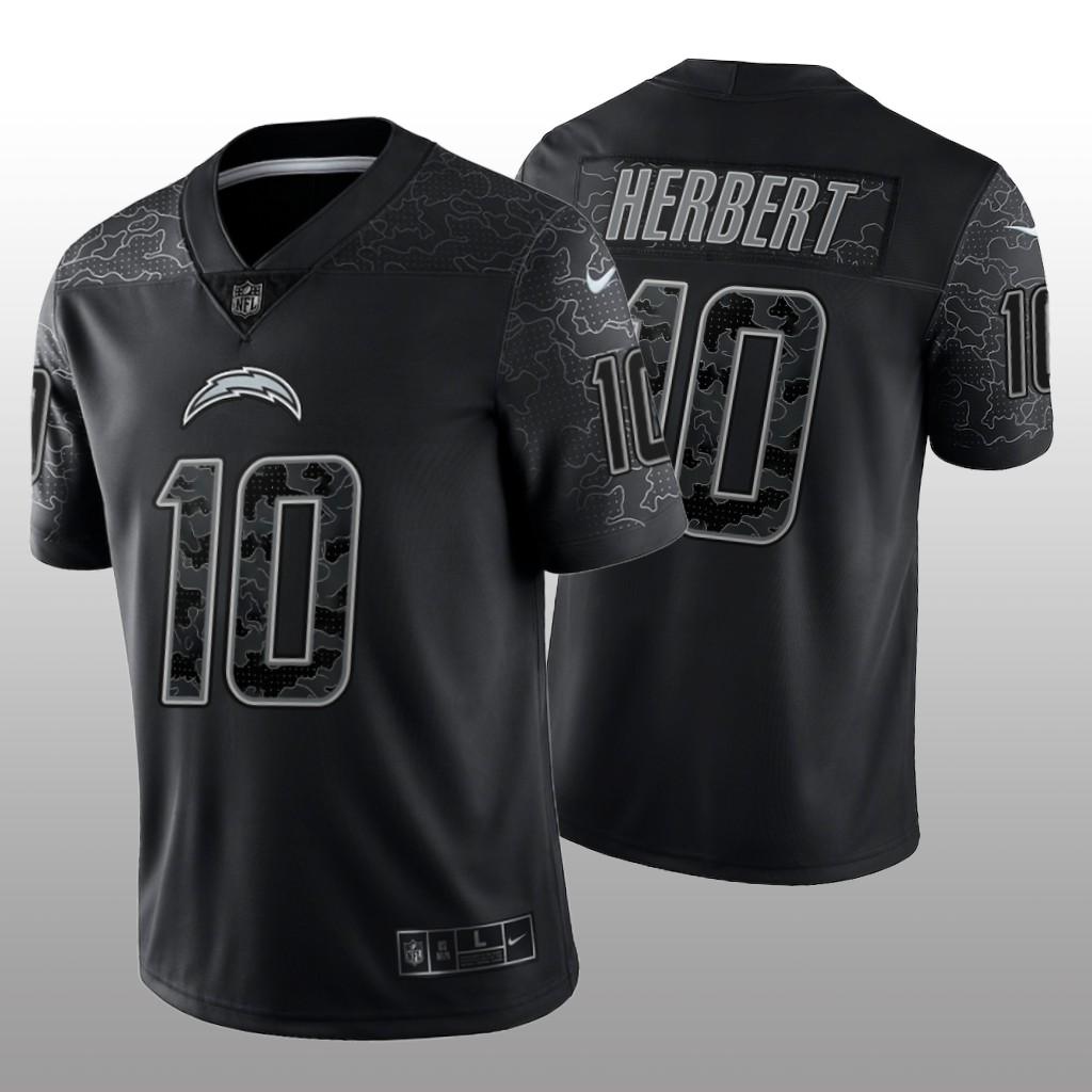 Los Angeles Chargers Justin Herbert Black Jersey Reflective Limited - Men's