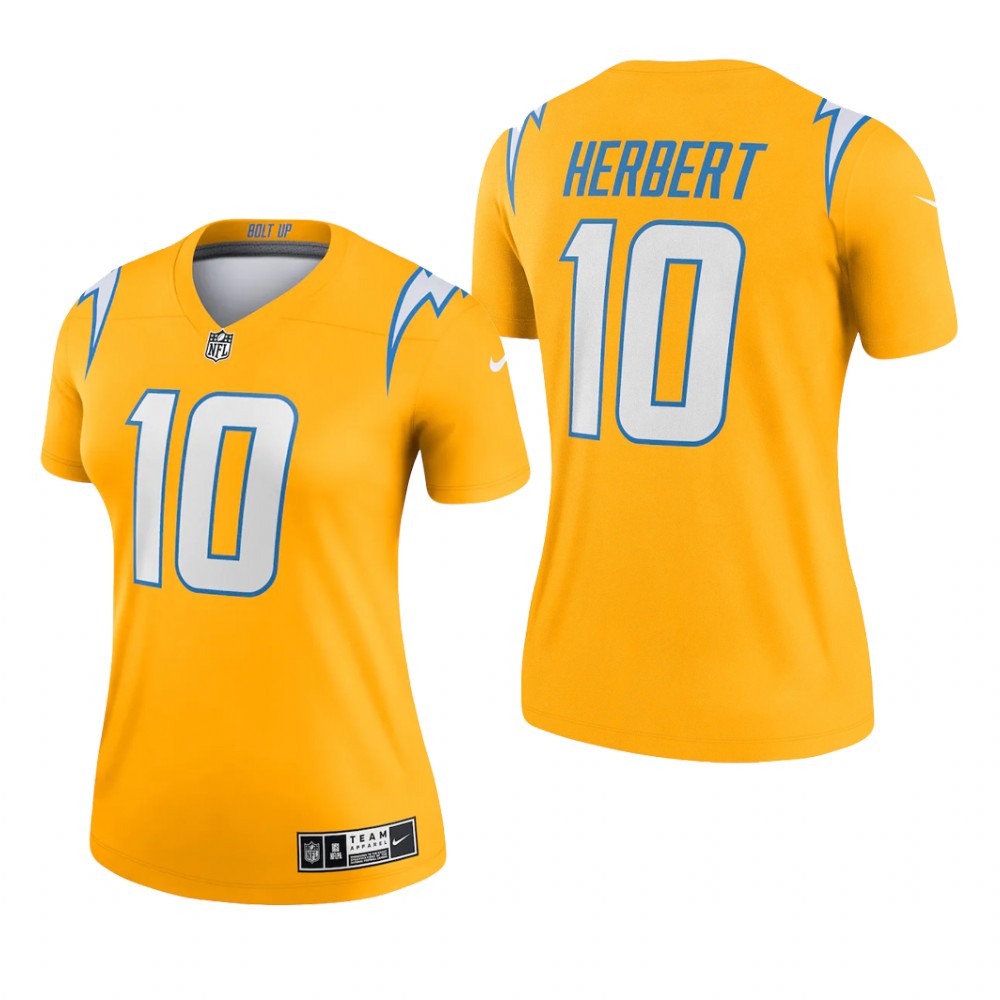 Los Angeles Chargers Justin Herbert Gold Jersey Inverted Legend - Women's
