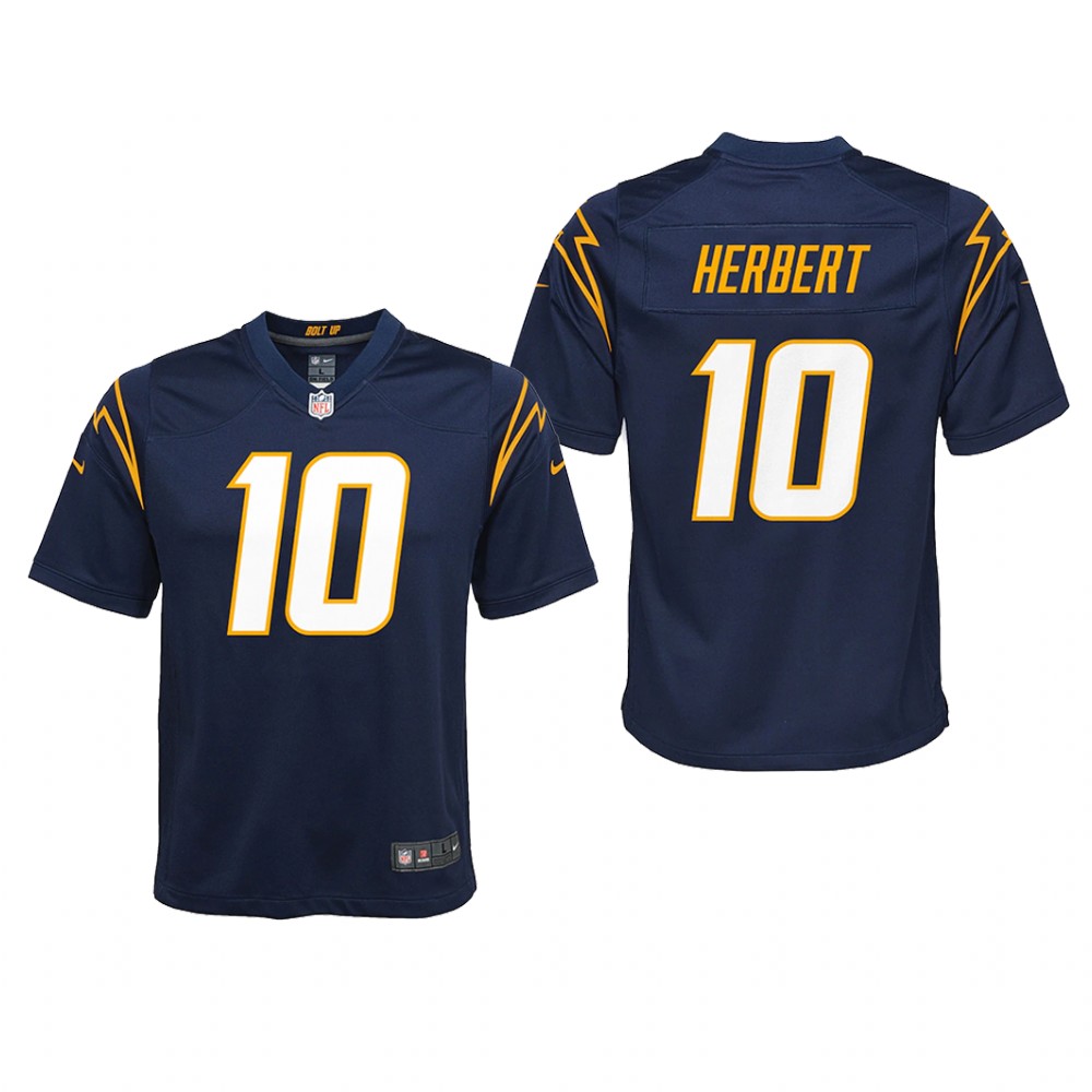 Los Angeles Chargers Justin Herbert Navy Jersey Game - Youth