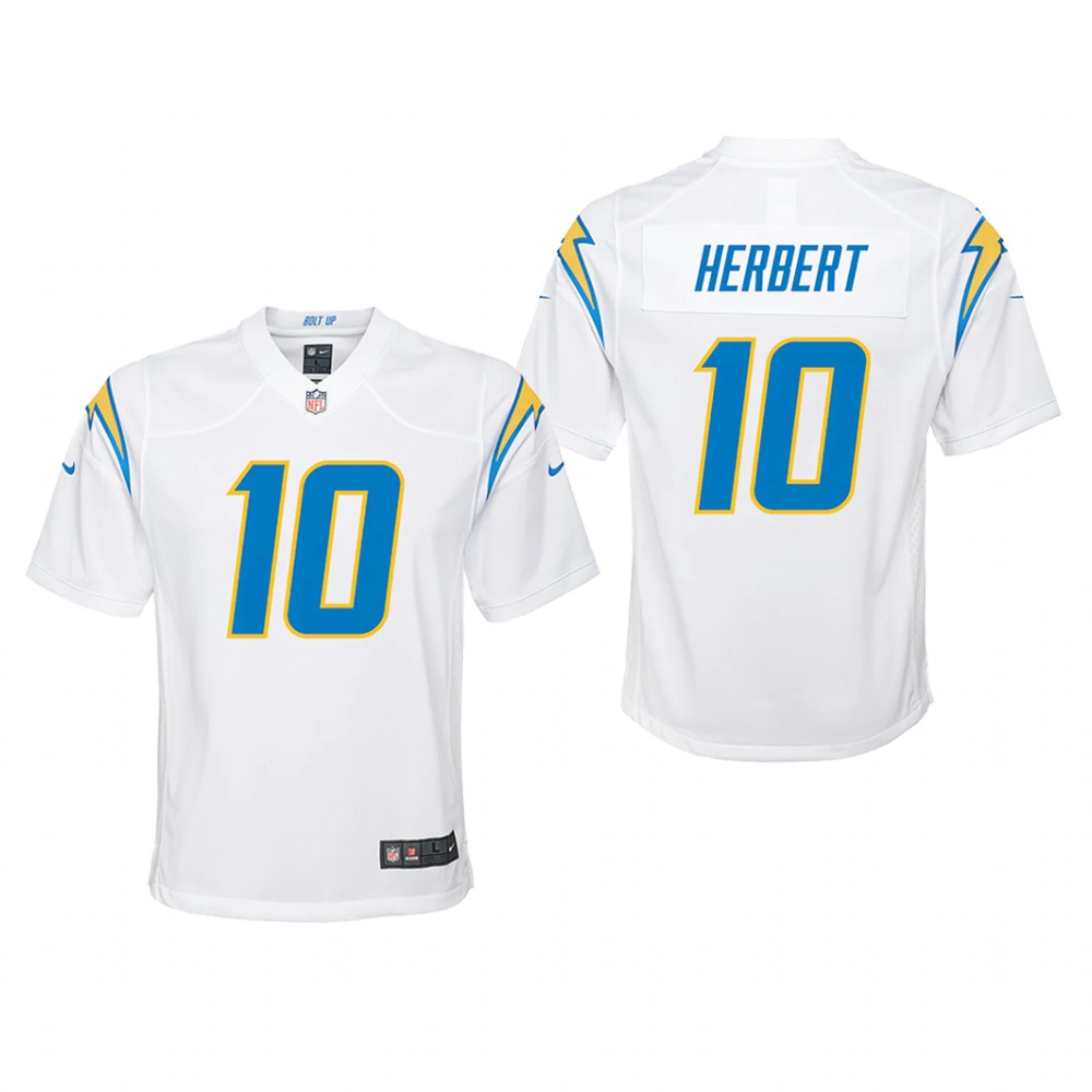 Los Angeles Chargers Justin Herbert White Jersey Game - Youth