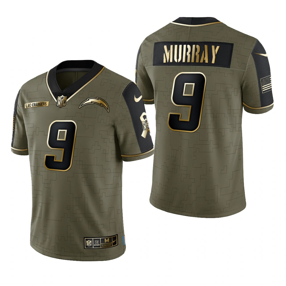 Los Angeles Chargers Kenneth Murray Olive Gold Limited Jersey 2021 Salute To Service - Men's