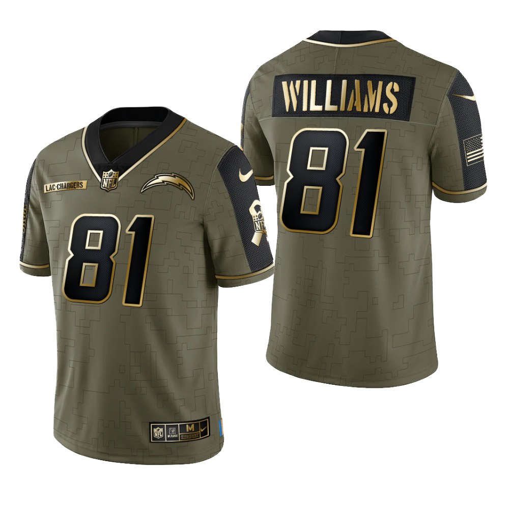 Los Angeles Chargers Mike Williams Olive Gold Limited Jersey 2021 Salute To Service - Men's