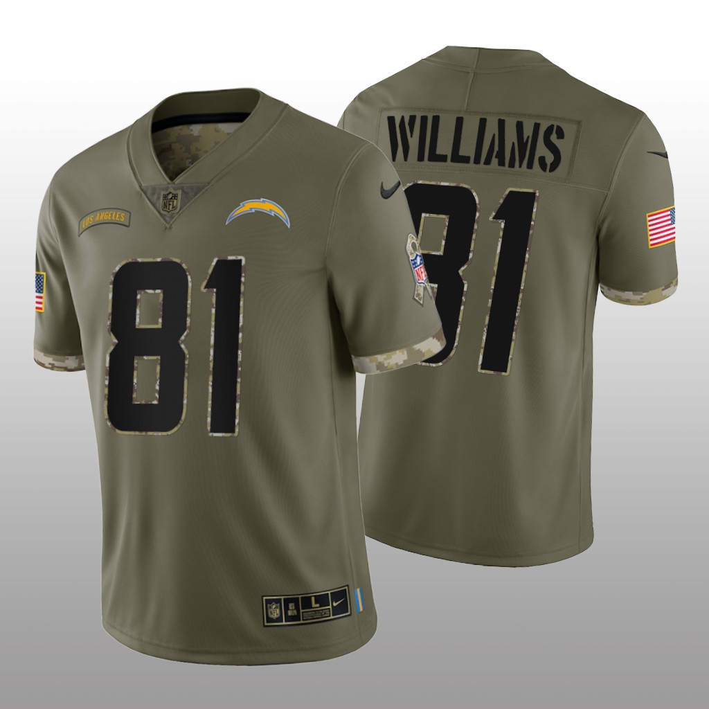 Los Angeles Chargers Mike Williams Olive Jersey 2022 Salute To Service - Men's