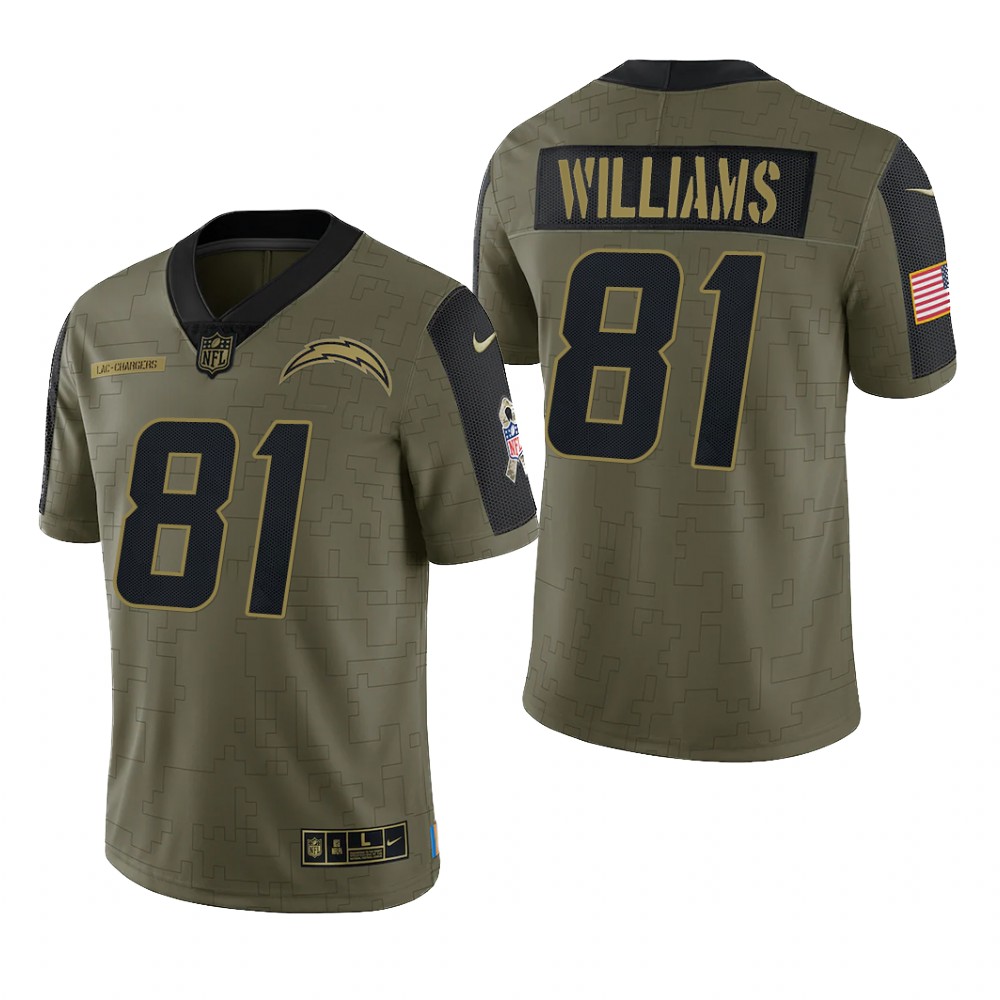 Los Angeles Chargers Mike Williams Olive Limited Jersey 2021 Salute To Service - Men's