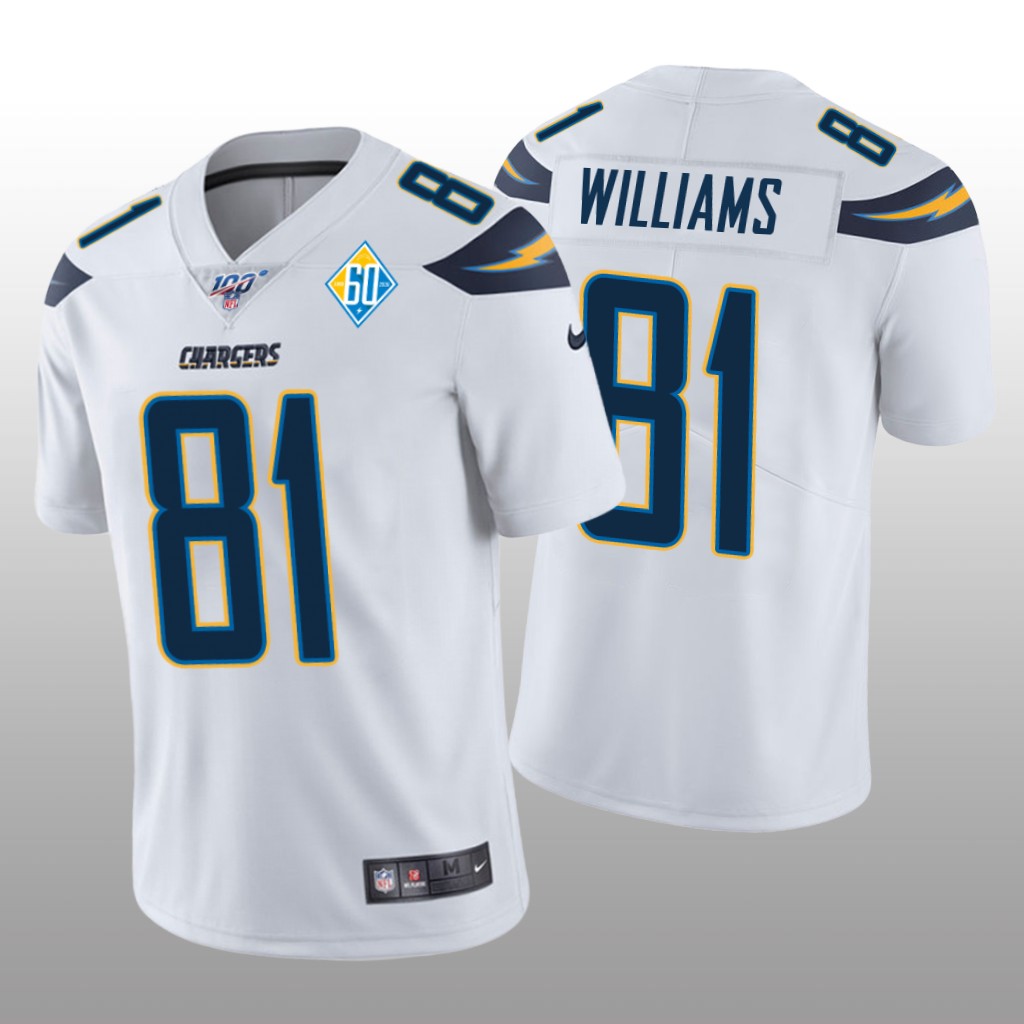 Los Angeles Chargers Mike Williams White Vapor Limited Jersey 60th Season - Men's