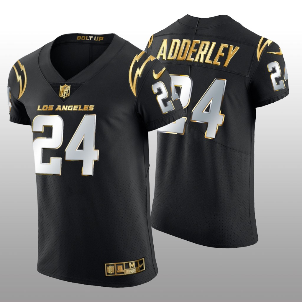 Los Angeles Chargers Nasir Adderley Black Elite Jersey Golden Edition Men's