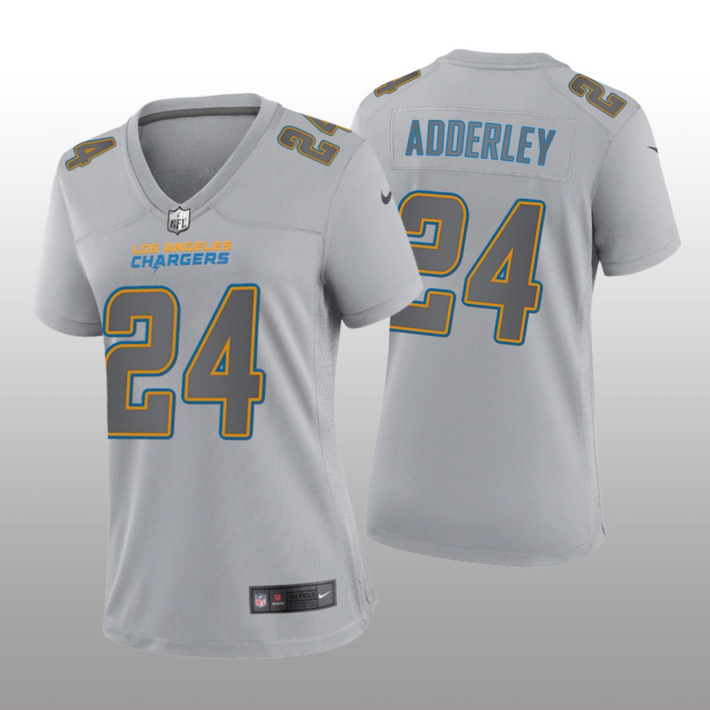 Los Angeles Chargers Nasir Adderley Gray Jersey Atmosphere Fashion Game - Women's