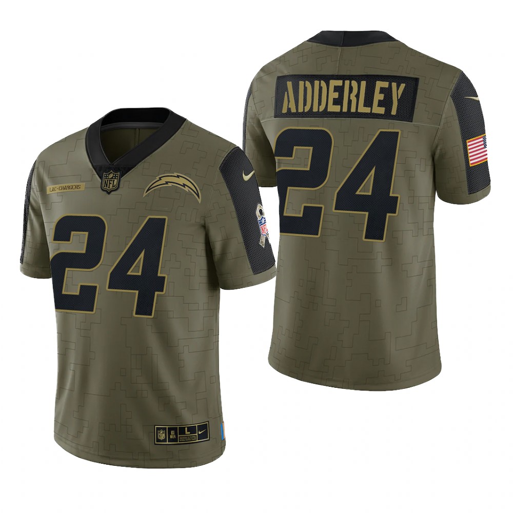Los Angeles Chargers Nasir Adderley Olive Limited Jersey 2021 Salute To Service - Men's