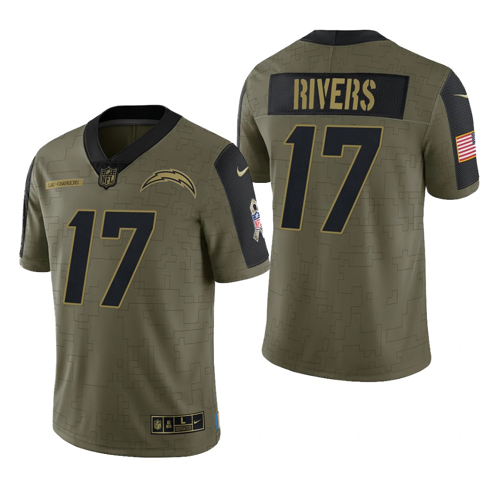 Los Angeles Chargers Philip Rivers Olive Limited Jersey 2021 Salute To Service - Men's
