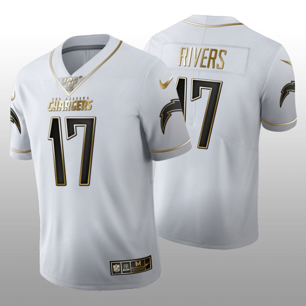 Los Angeles Chargers Philip Rivers White Golden Edition Jersey 100th Season Men's