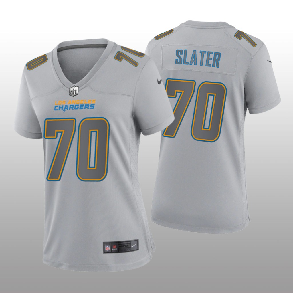 Los Angeles Chargers Rashawn Slater Gray Jersey Atmosphere Fashion Game - Women's