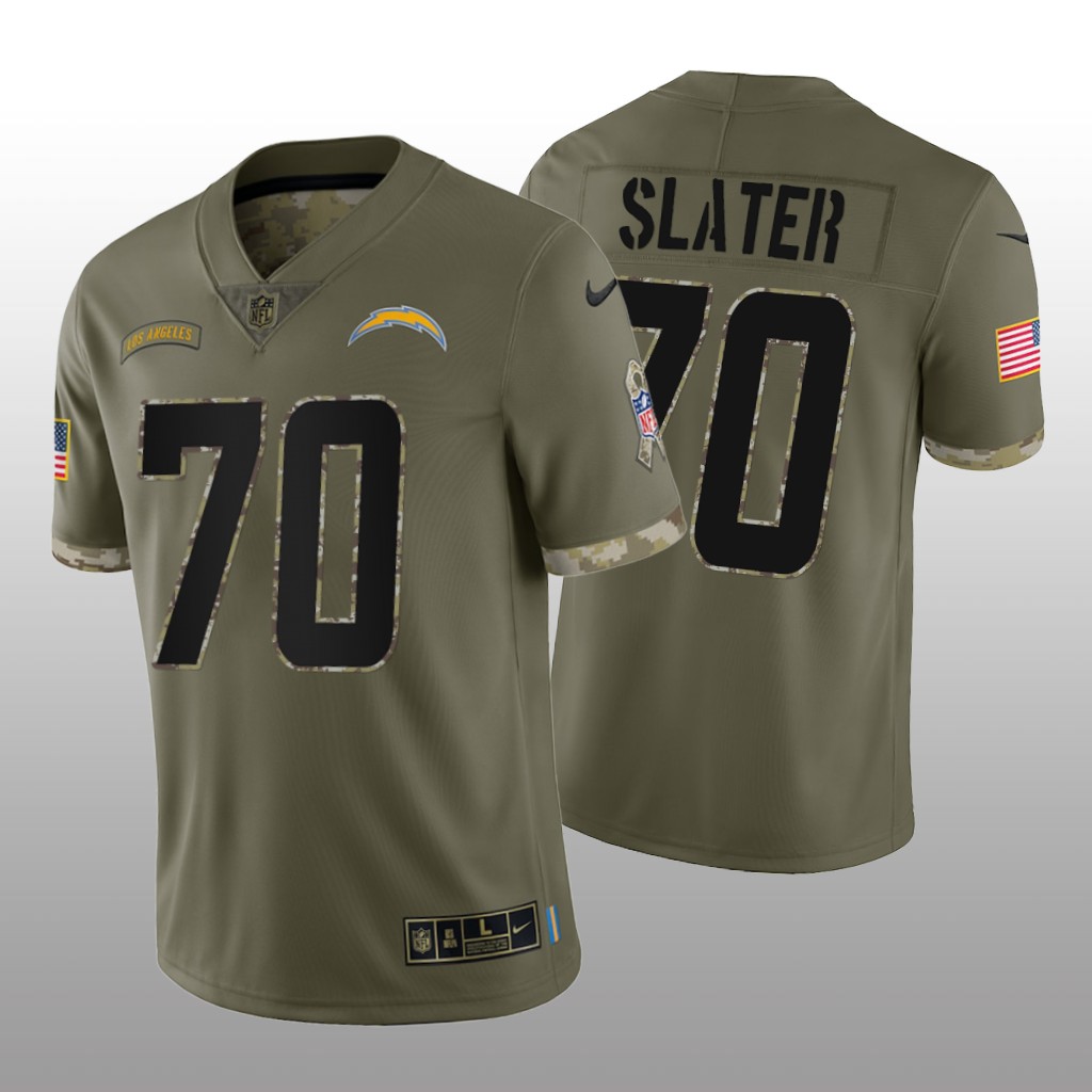 Los Angeles Chargers Rashawn Slater Olive Jersey 2022 Salute To Service - Men's