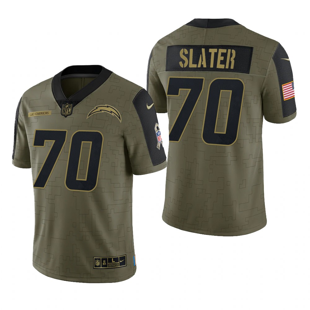 Los Angeles Chargers Rashawn Slater Olive Limited Jersey 2021 Salute To Service - Men's