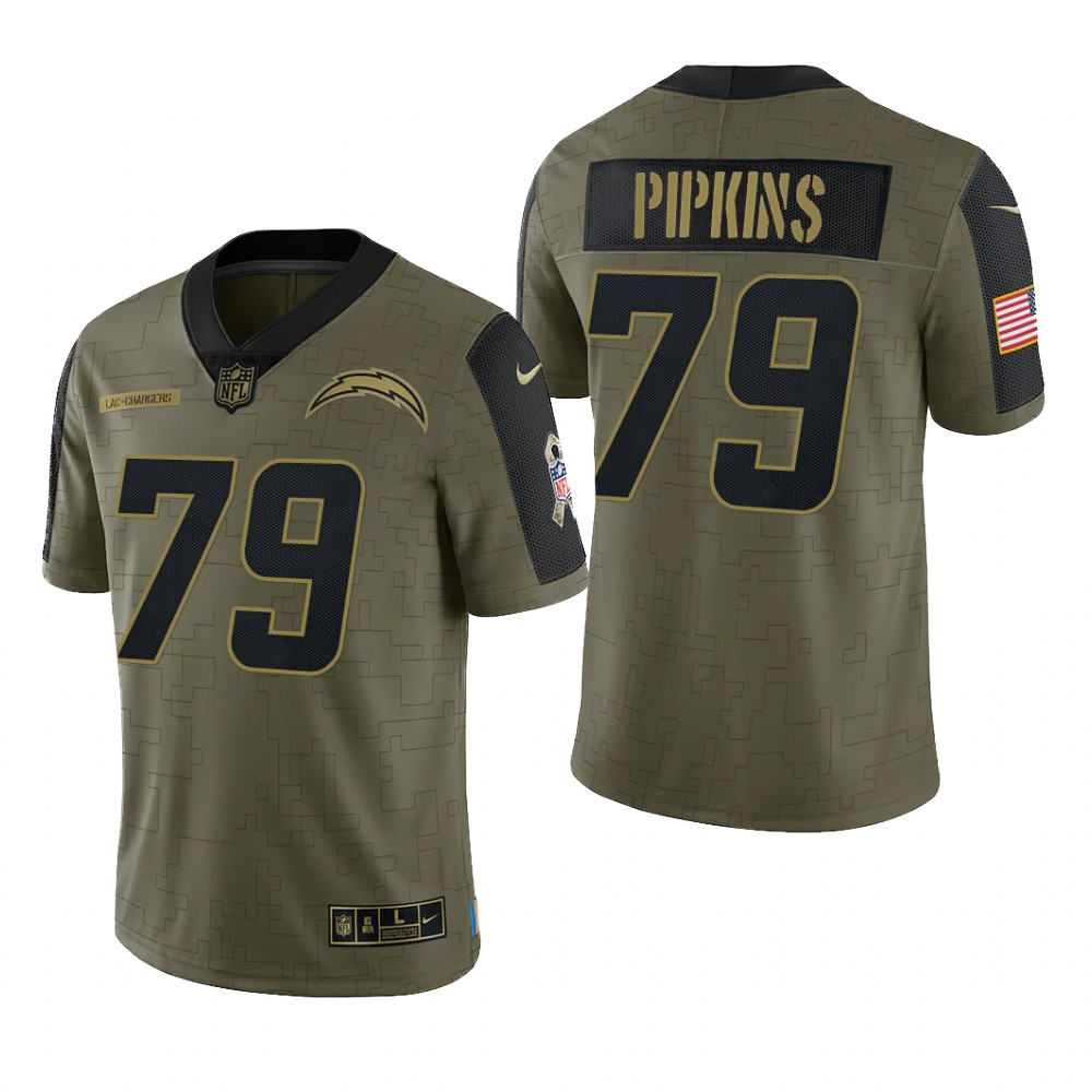 Los Angeles Chargers Trey Pipkins Olive Limited Jersey 2021 Salute To Service - Men's