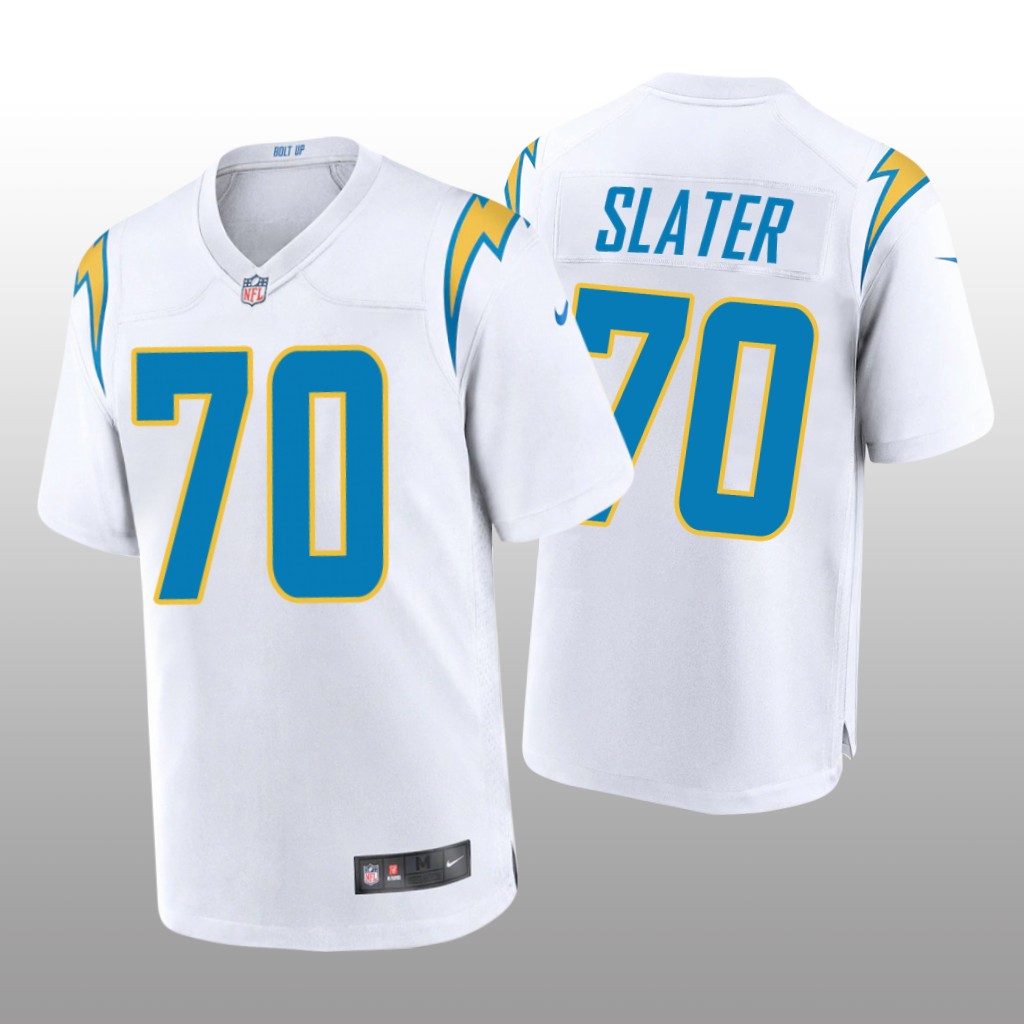 Los Angeles Chargers White 2021 NFL Draft Rashawn Slater Game Jersey
