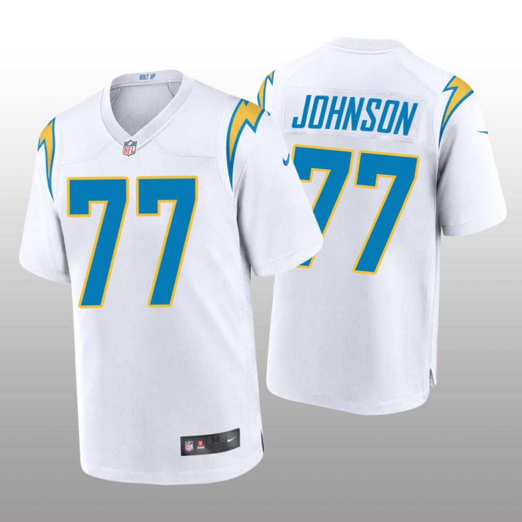 Los Angeles Chargers White 2022 NFL Draft Zion Johnson Game Jersey