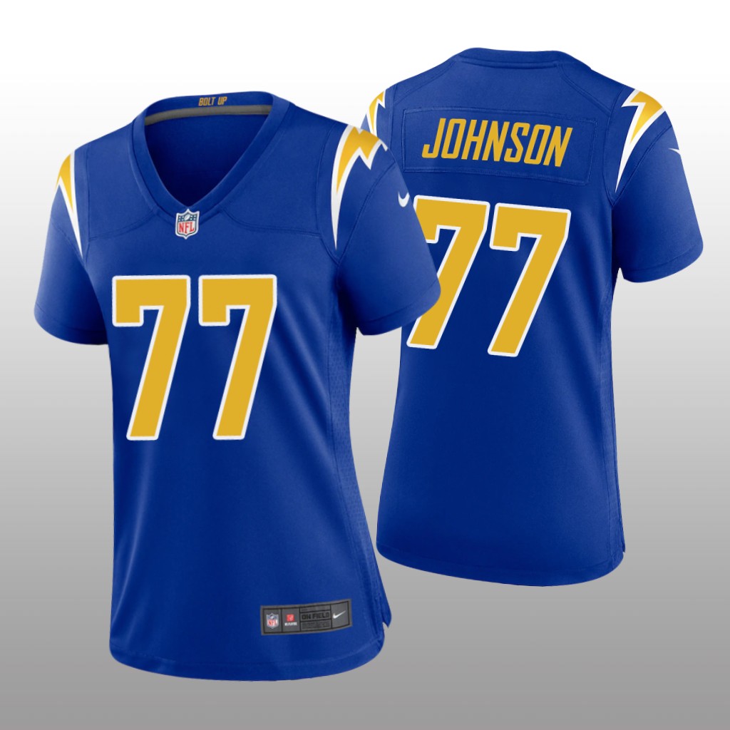 Los Angeles Chargers Zion Johnson Royal Jersey Alternate Game - Women's