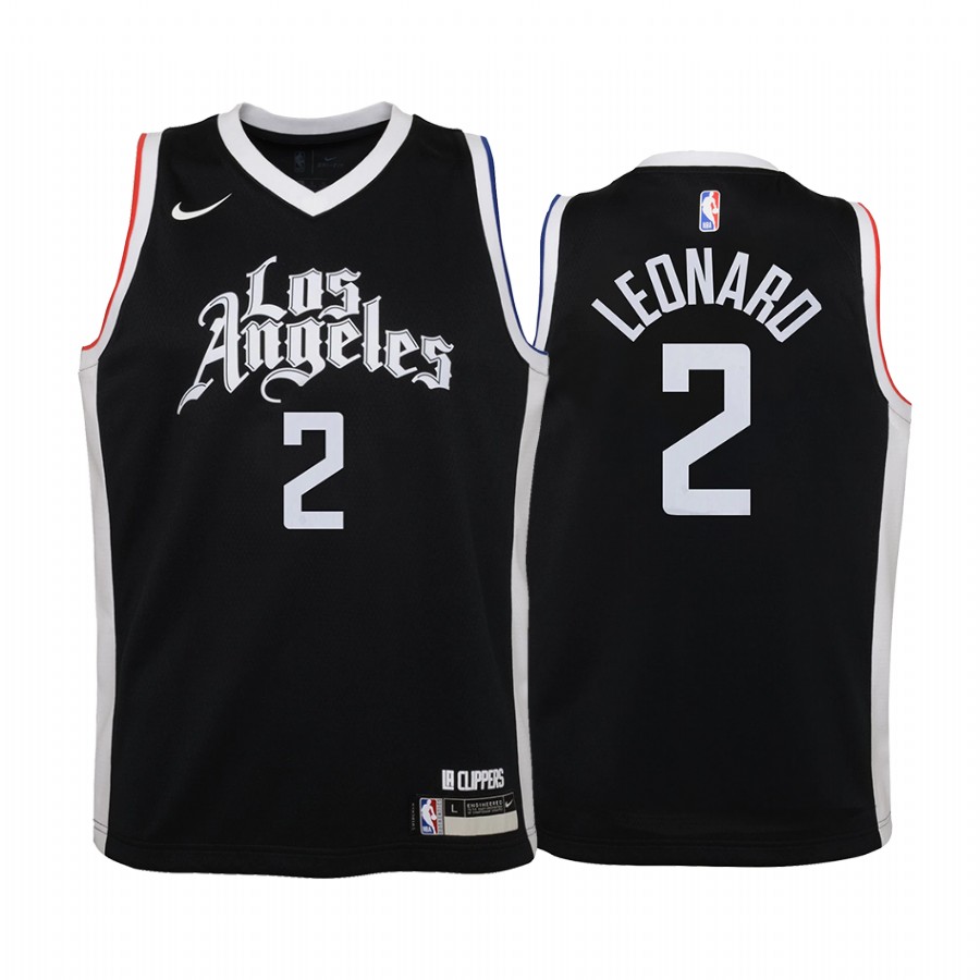 Los Angeles Clippers Kawhi Leonard 2020-21 City Black Youth Jersey -