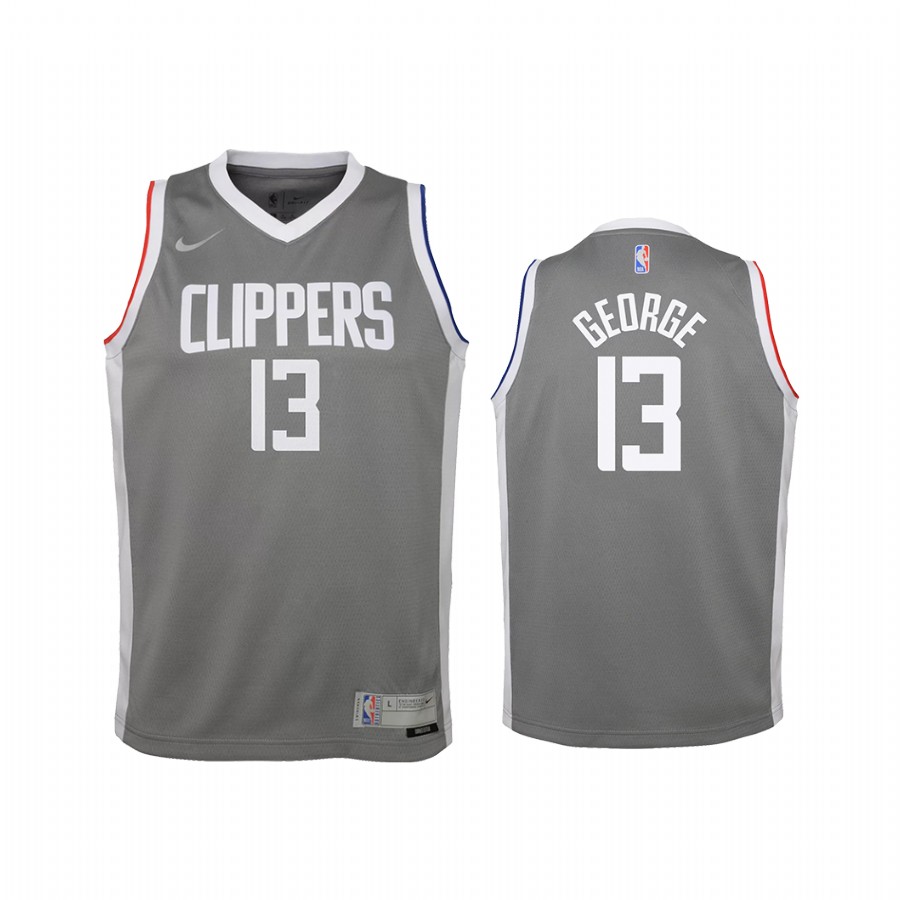 Los Angeles Clippers Paul George 2021 Earned Edition Gray Youth Jersey Swingman #13