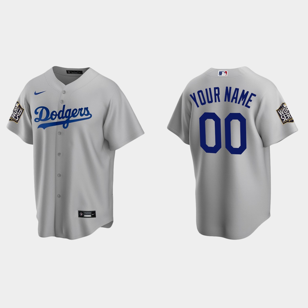 Los Angeles Dodgers #00 Custom 2020 World Series Alternate Jersey - Gray