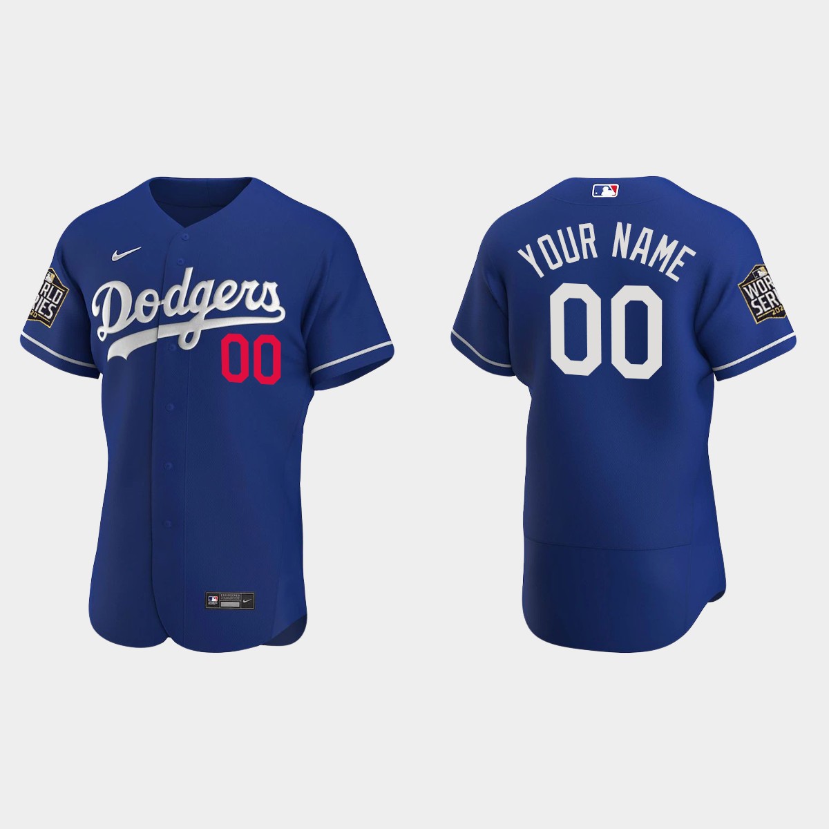 Los Angeles Dodgers #00 Custom 2020 World Series Alternate Jersey - Royal