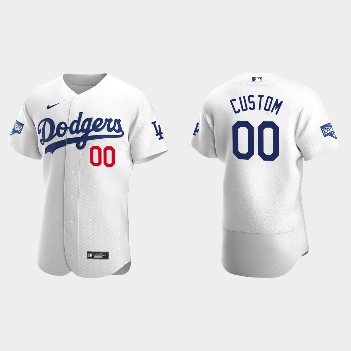 Los Angeles Dodgers #00 Custom 2020 World Series Champions Bound Jersey - White