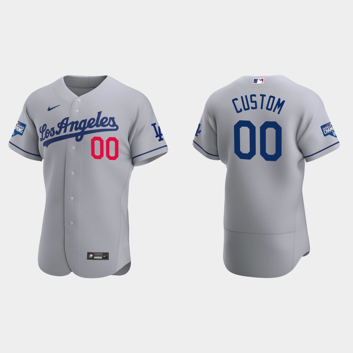 Los Angeles Dodgers #00 Custom 2020 World Series Champions Road Team Jersey - White