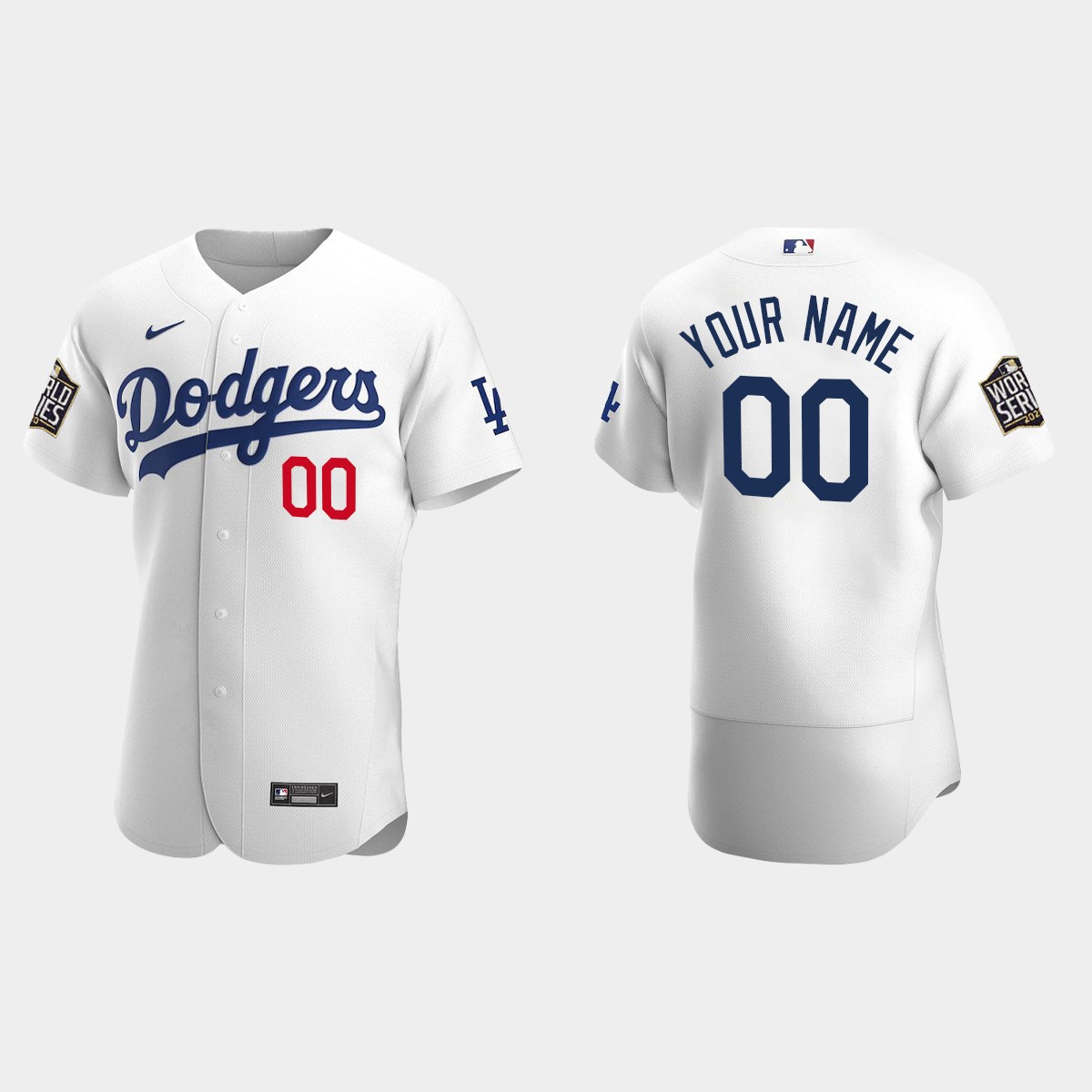 Los Angeles Dodgers #00 Custom 2020 World Series Home Jersey - White