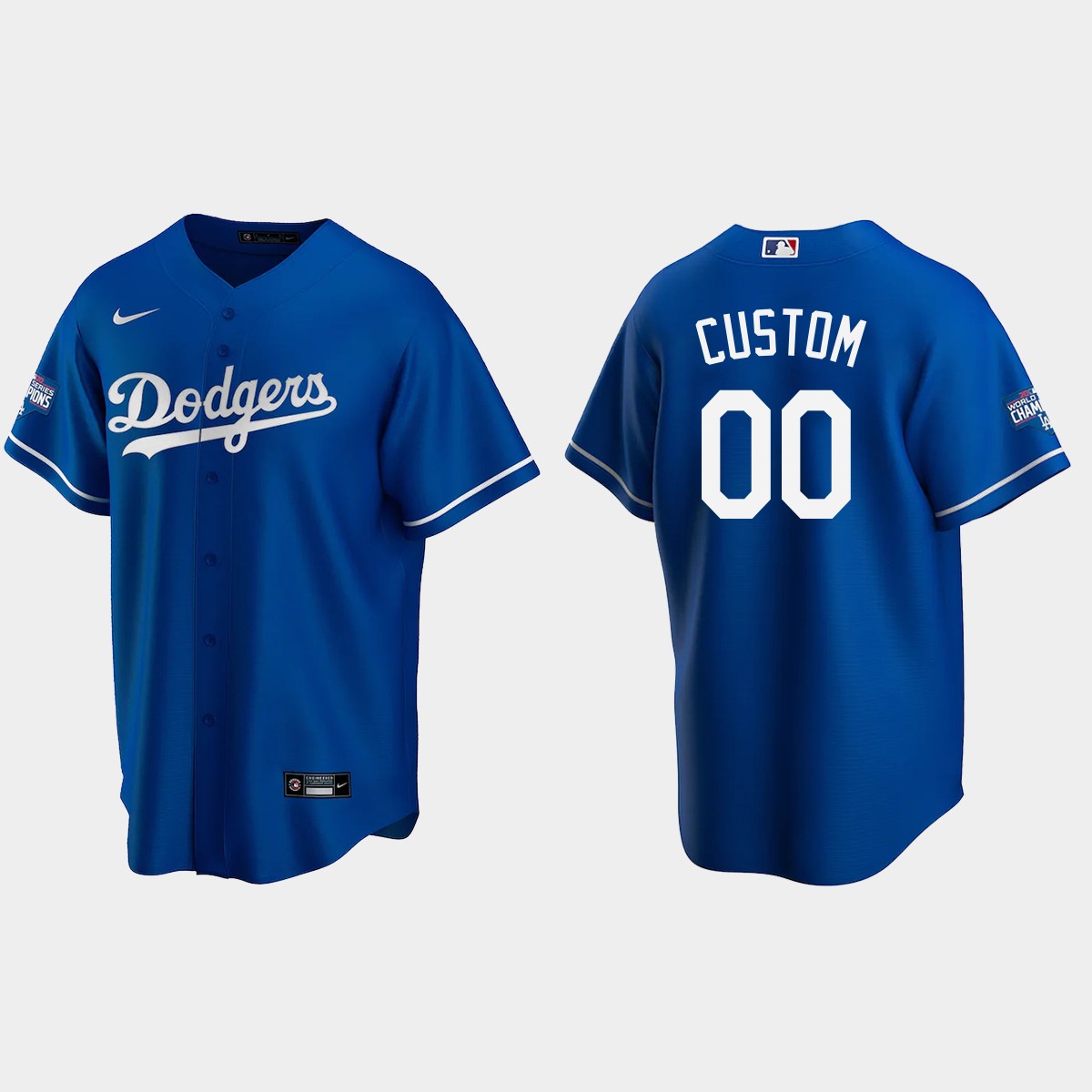 Los Angeles Dodgers #00 Custom Alternate 2020 World Series Champions Jersey - Royal