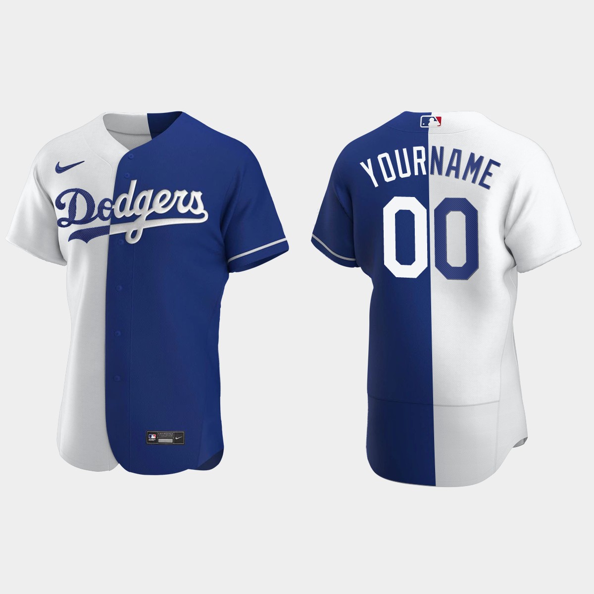 Los Angeles Dodgers #00 Custom Color Split Jersey - Royal