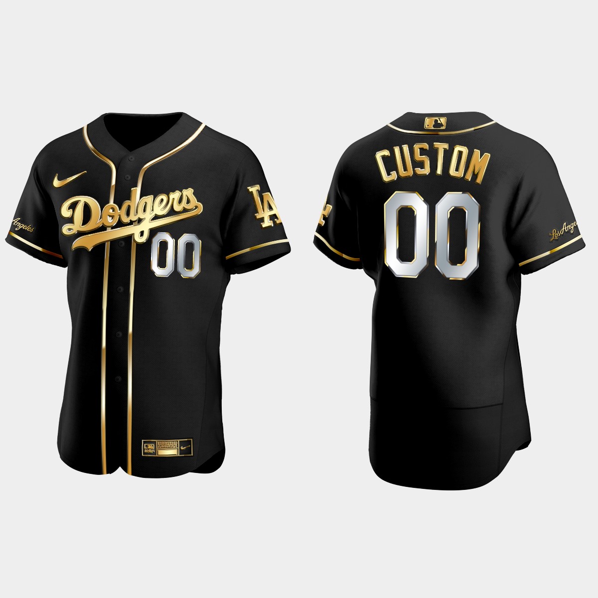 Los Angeles Dodgers #00 Custom Golden Edition Jersey - Black