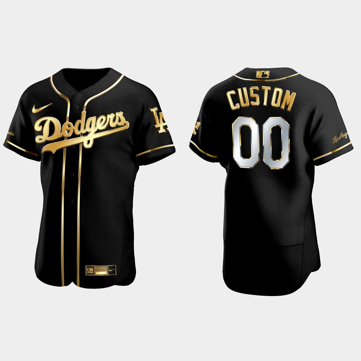 Los Angeles Dodgers #00 Custom Golden Edition Jersey - Black