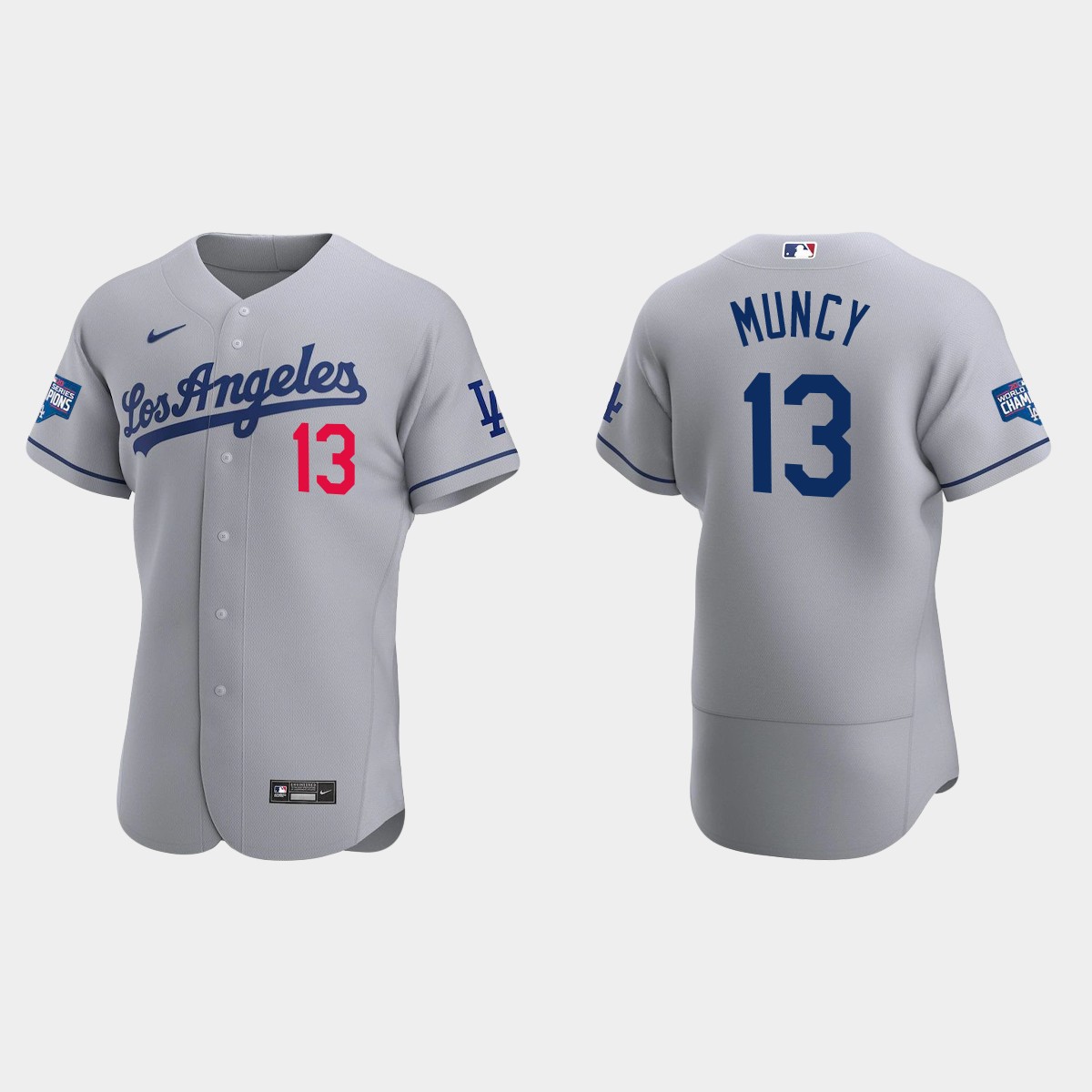 Los Angeles Dodgers #13 Max Muncy 2020 World Series Champions Road Team Jersey - White