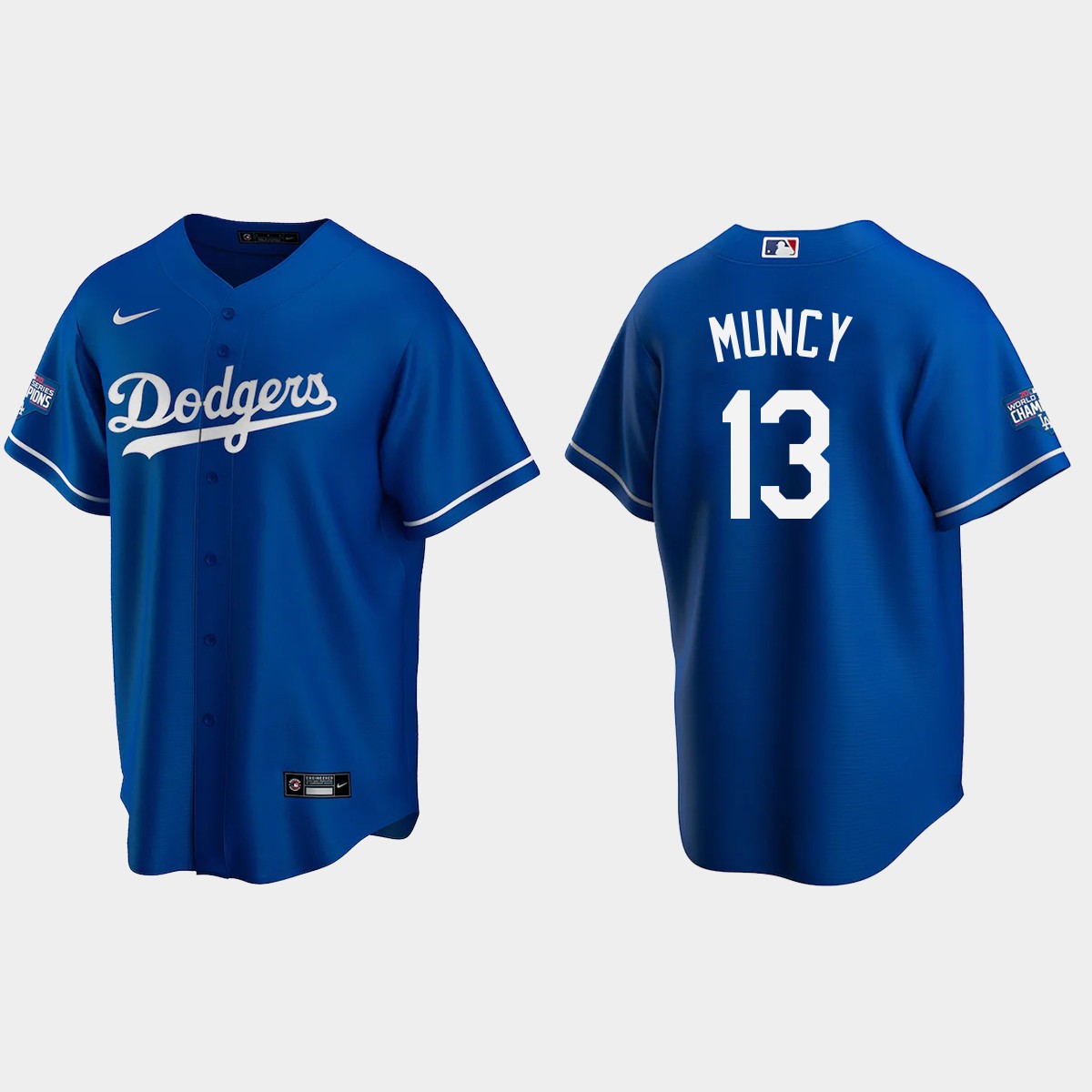 Los Angeles Dodgers #13 Max Muncy Alternate 2020 World Series Champions Jersey - Royal