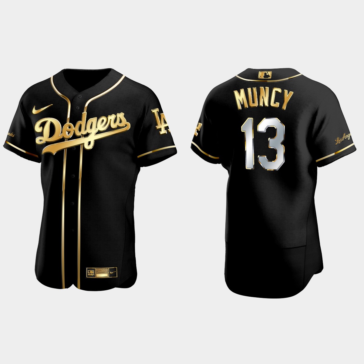 Los Angeles Dodgers #13 Max Muncy Golden Edition Jersey - Black