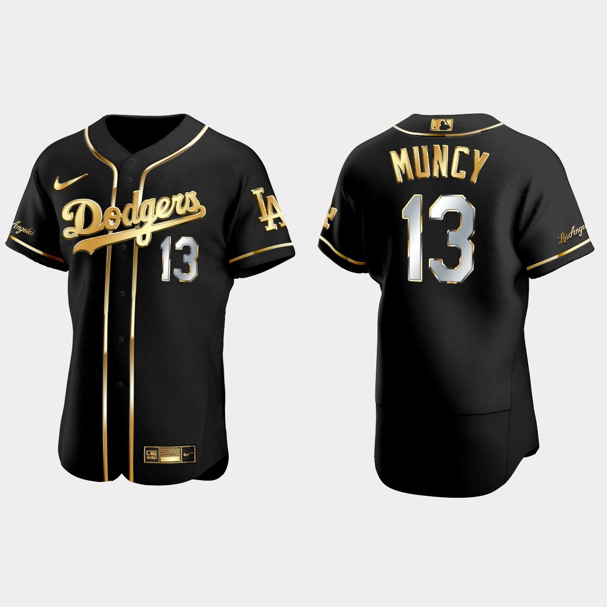 Los Angeles Dodgers #13 Max Muncy Golden Edition Jersey - Black