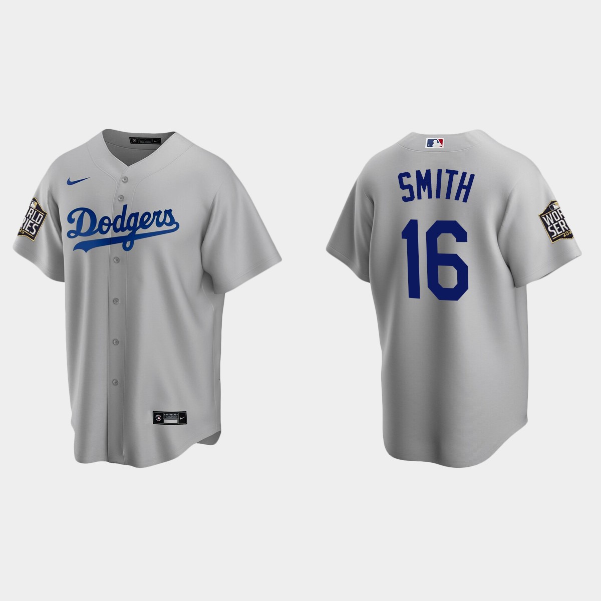 Los Angeles Dodgers #16 Will Smith 2020 World Series Alternate Jersey - Gray